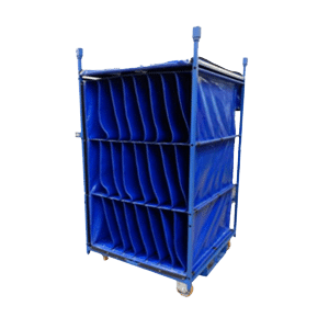 Textile dividers for shipping racks and carts